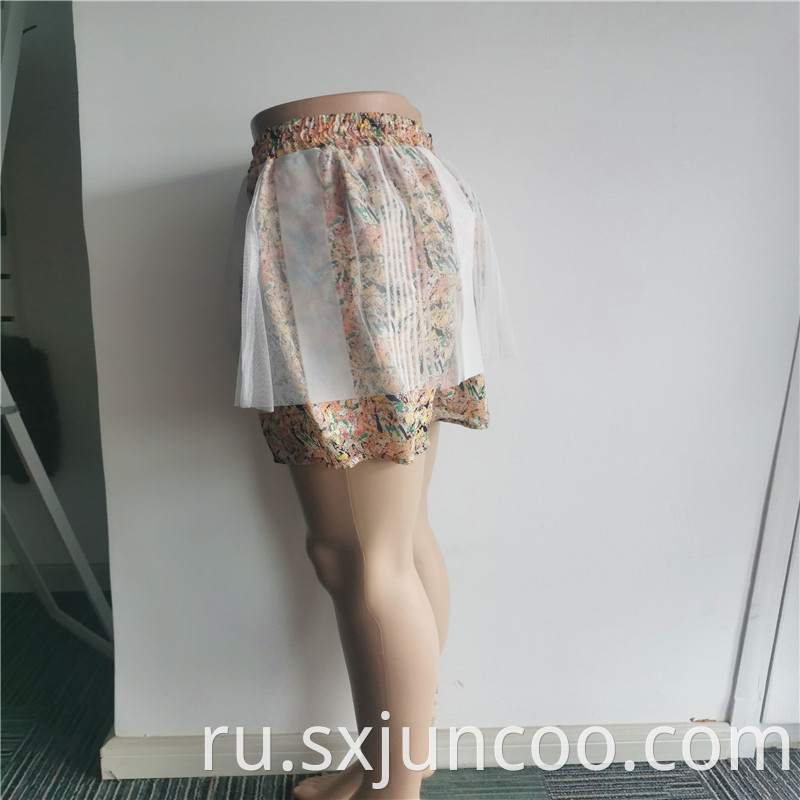 Colorful Girls Summer Polyester Floral Printed Fancy Skirts